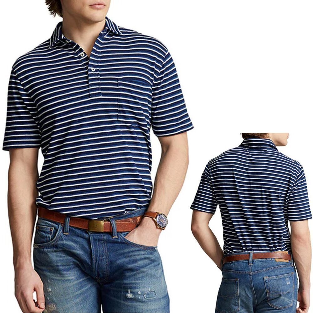 NWT New $148 Polo Ralph Lauren Striped Jersey Polo Cotton Shirt Size XXL
